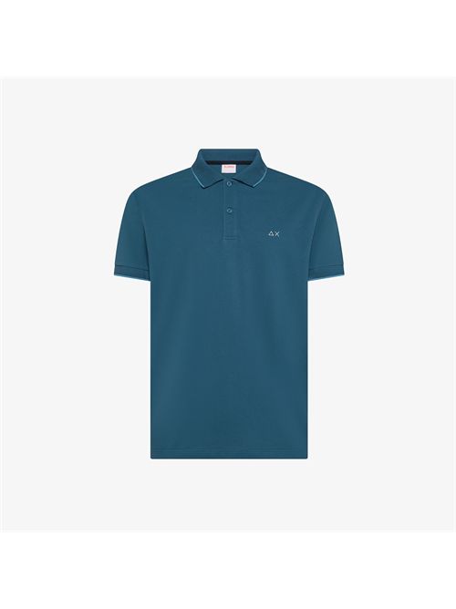 Polo con dettagli a contrasto in cotone blu avio scuro SUN 68 | A36111/80
